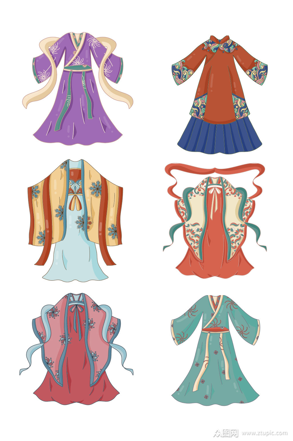 手绘汉服汉代服饰元素模板下载-编号2717053-众图网