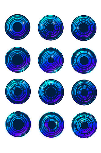 深蓝色圆形科技花纹线条元素