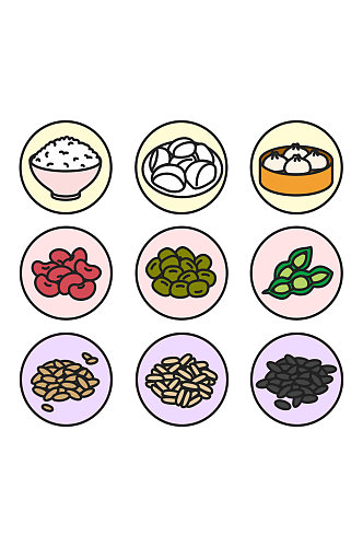 9种手绘可爱卡通食物元素