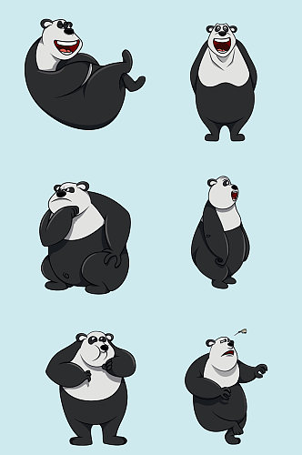 手绘矢量熊猫元素