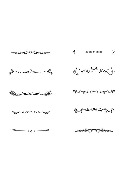 十个深灰色分割线花纹欧式元素