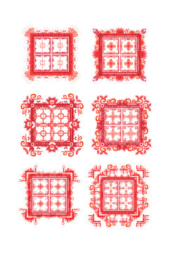 边框花纹红色装饰设计元素