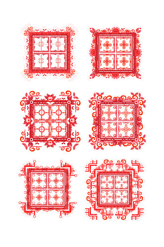 边框花纹红色装饰设计元素