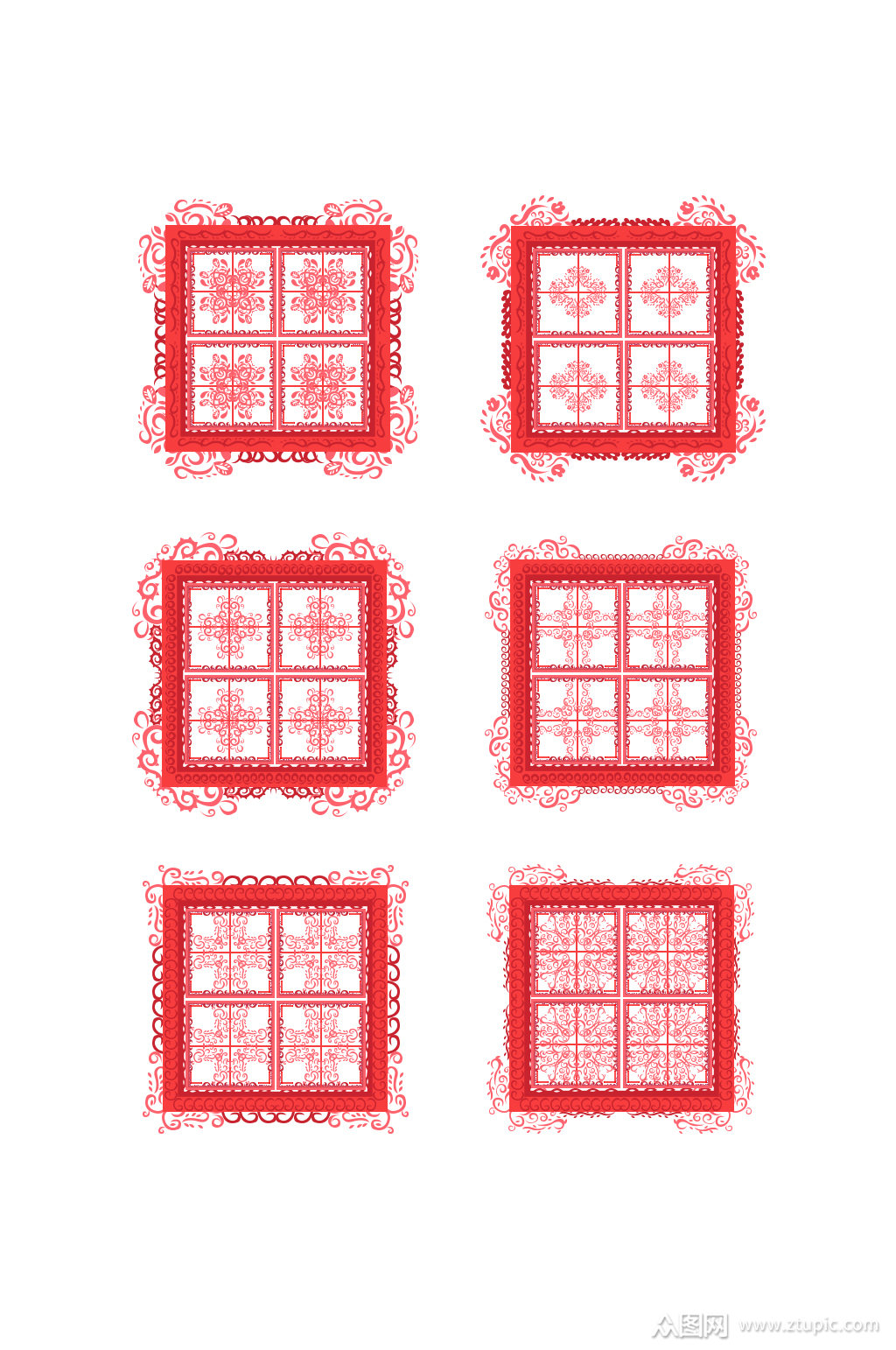 边框花纹田字格装饰元素素材