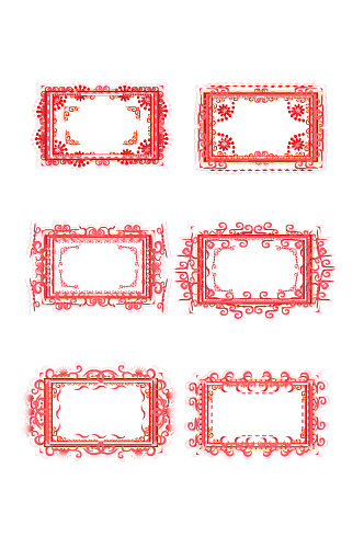 原创红色边框花纹元素