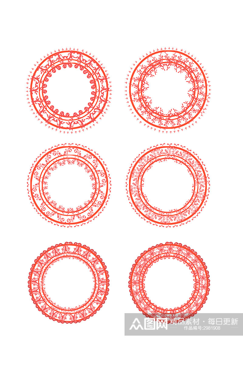 圆形中式图案花纹装饰元素素材