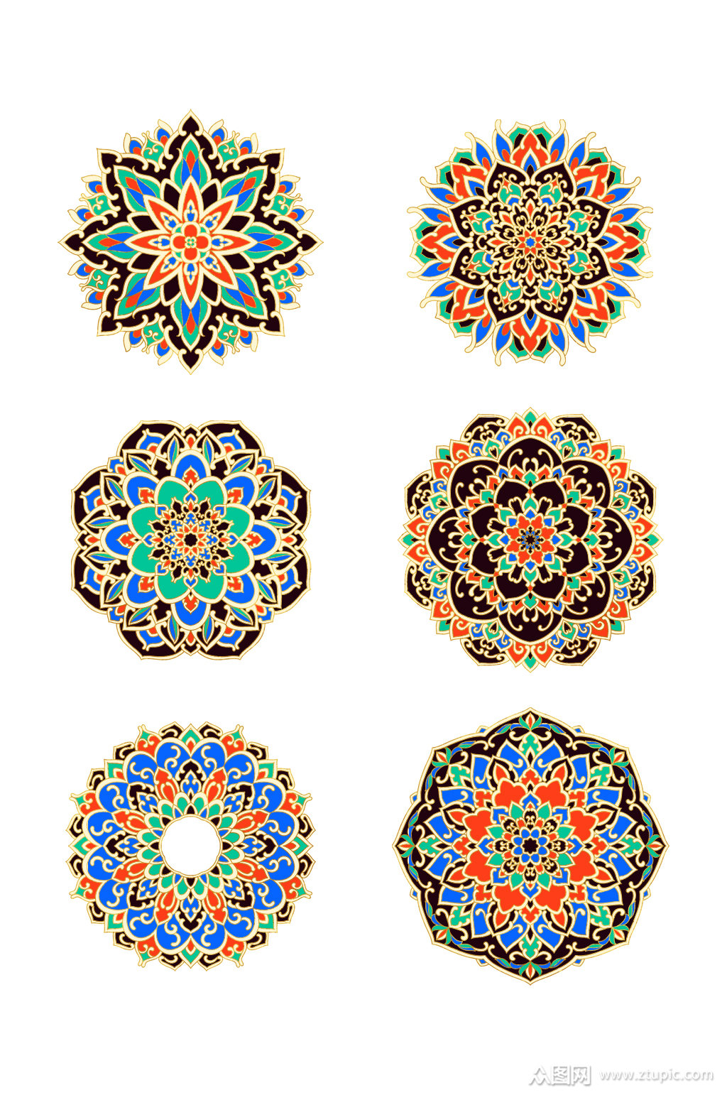 民族风圆形花纹元素素材