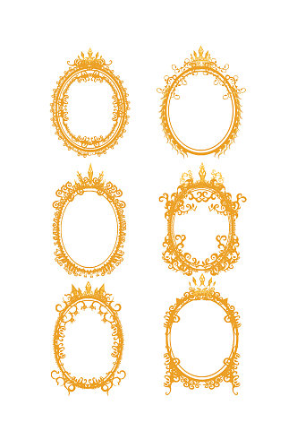 圆形欧式皇冠花纹边框元素