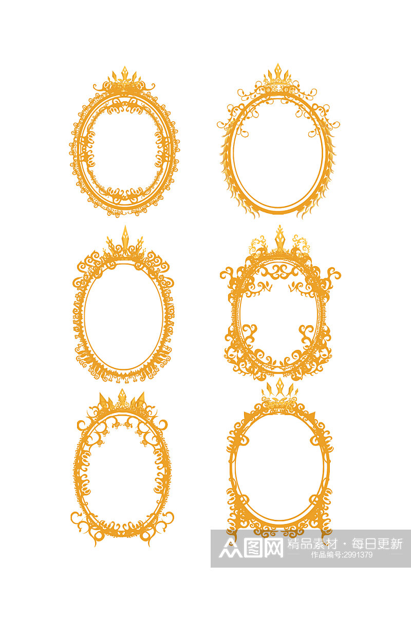 圆形欧式皇冠花纹边框元素素材