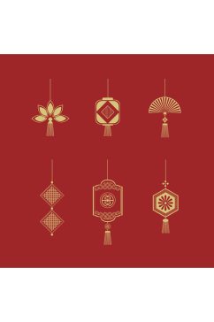 中式传统灯笼中国风节日古典花纹元素