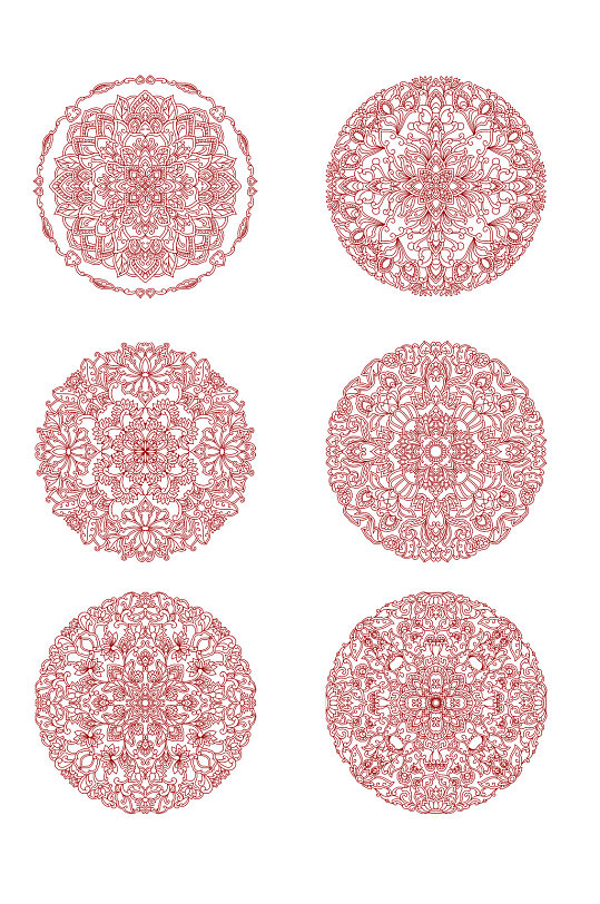 红色传统圆形花纹底纹元素