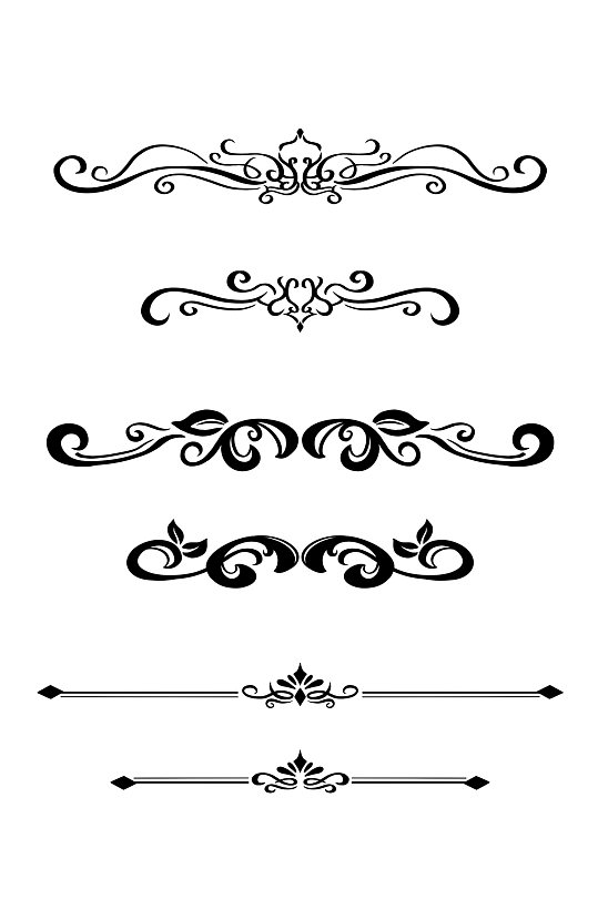 欧式花纹分割线图腾边框花式复古划分线元素