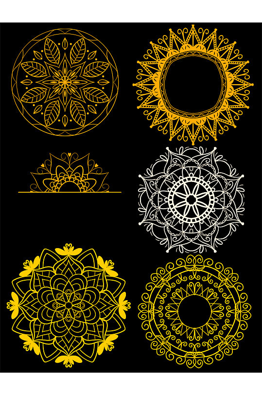 圆形高档花纹花边元素