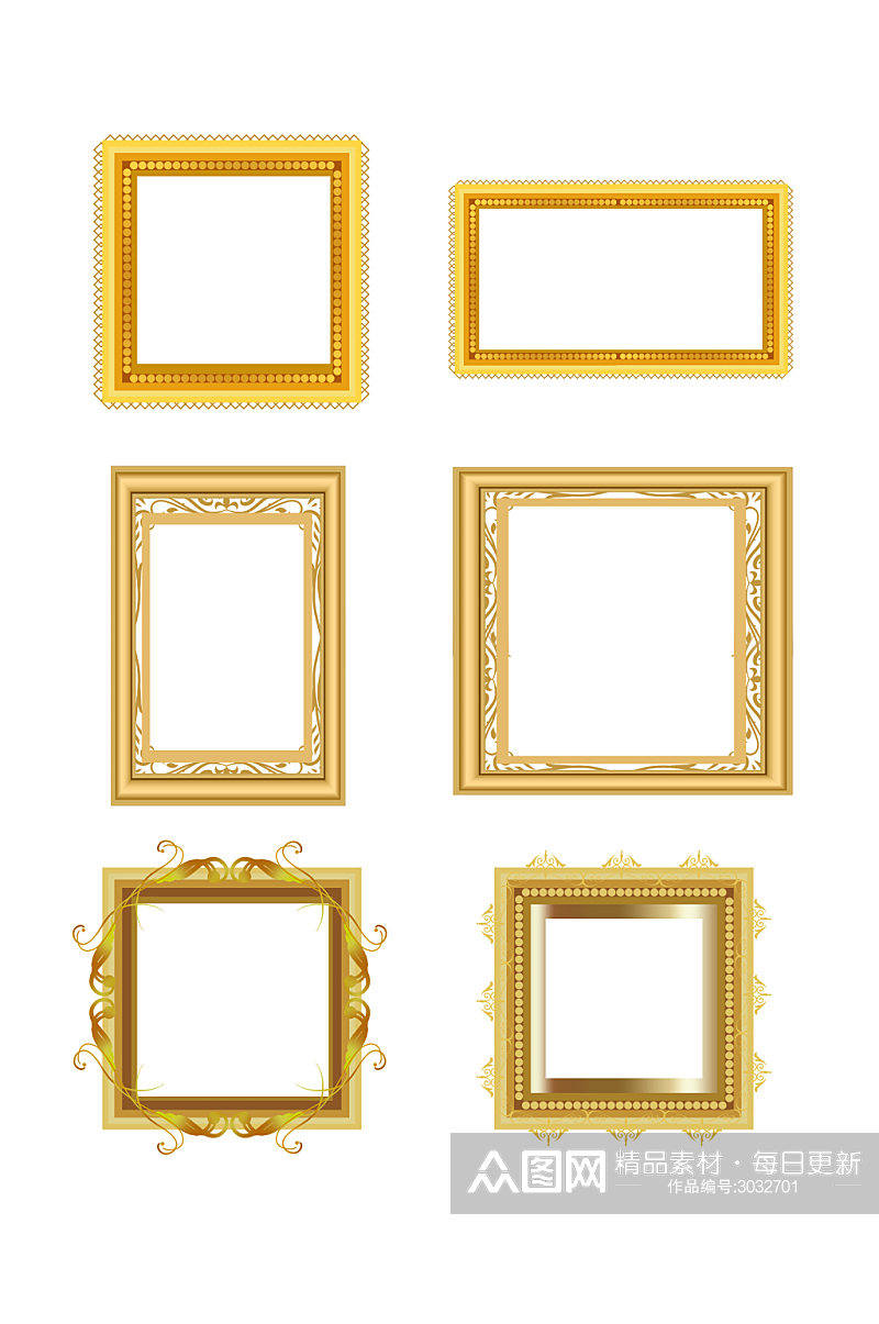 金色高档相框花纹花边元素素材