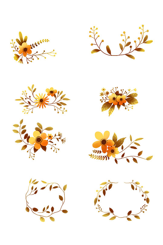 黄色小花装饰花边元素
