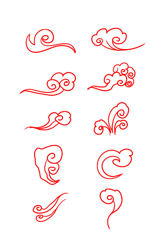 手绘简约线条云朵祥云元素