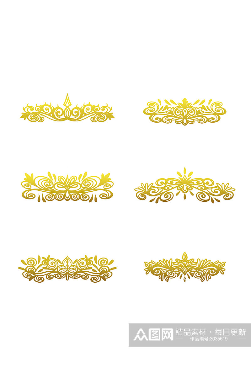 金色高档花纹边框花边元素素材