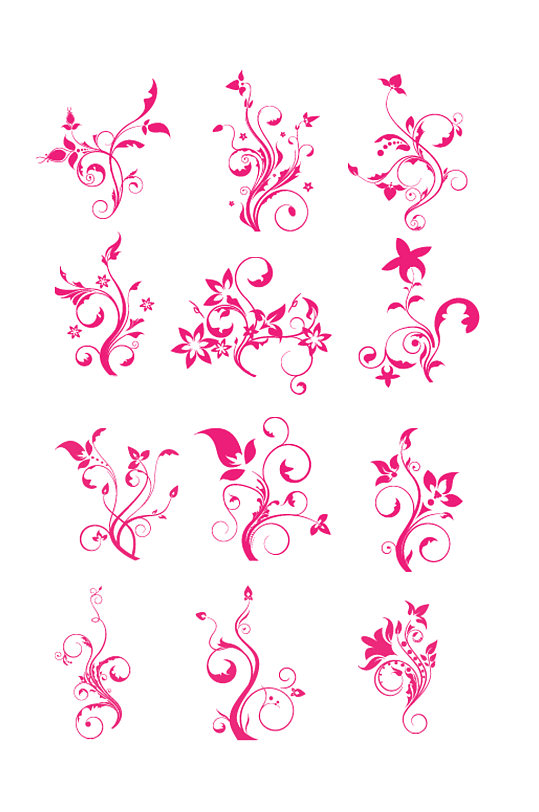 手绘花草花纹花边元素