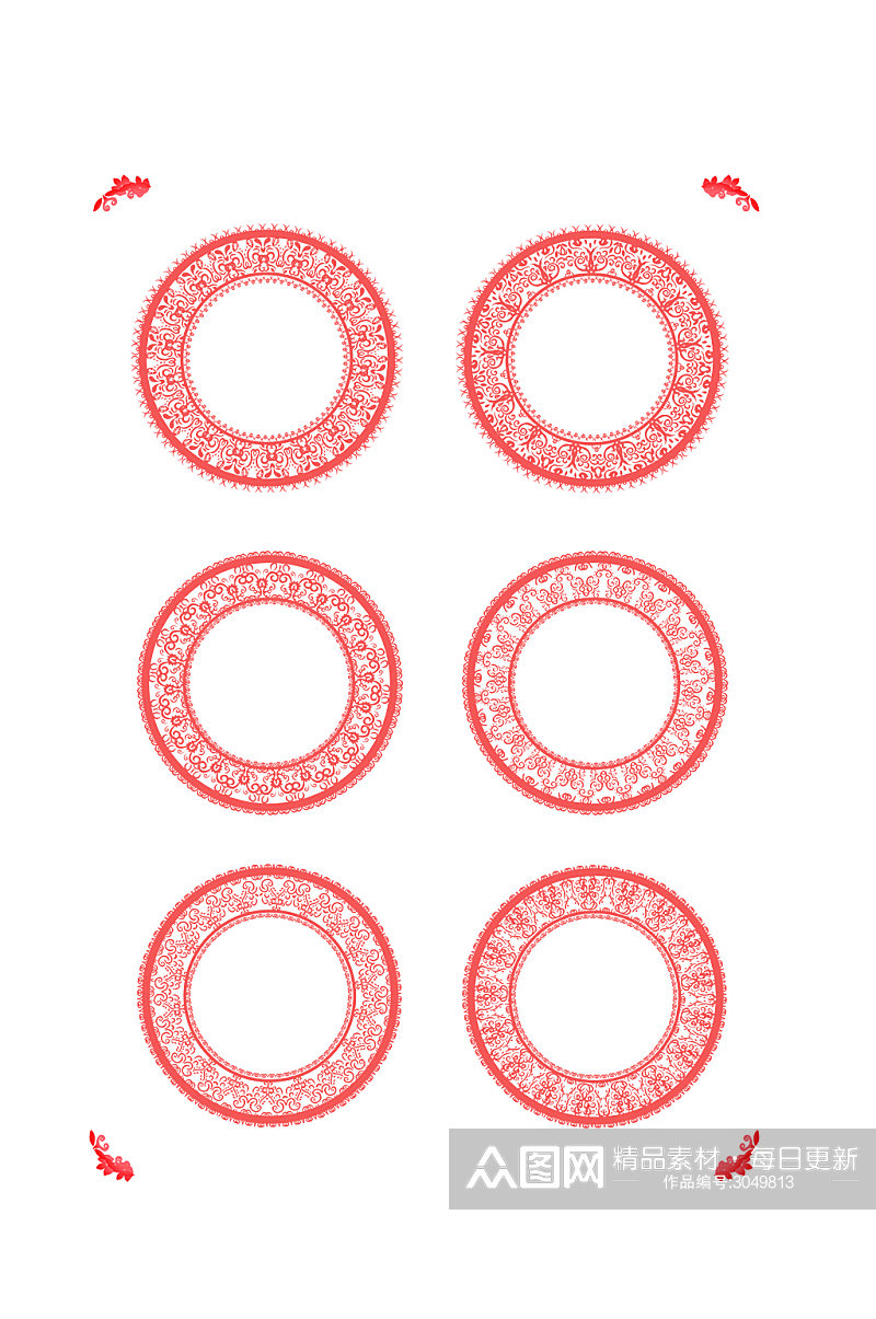 圆花纹圆圆形装饰设计元素素材