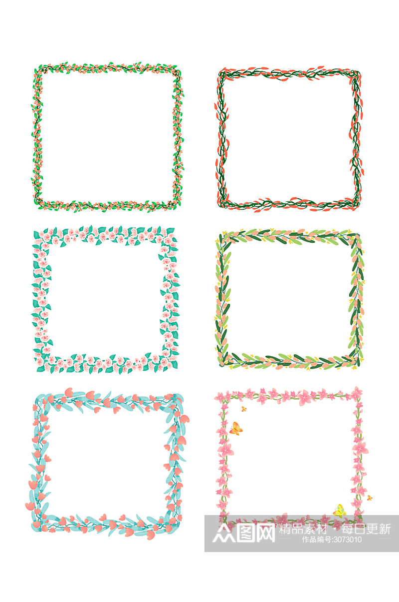 花奔边框装饰花纹元素素材