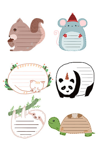 手绘动物对话框贴纸装饰设计元素