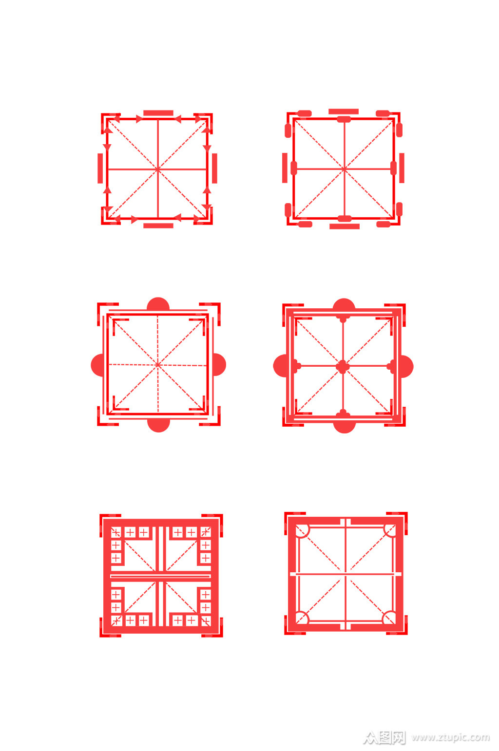 中式边框田字格元素