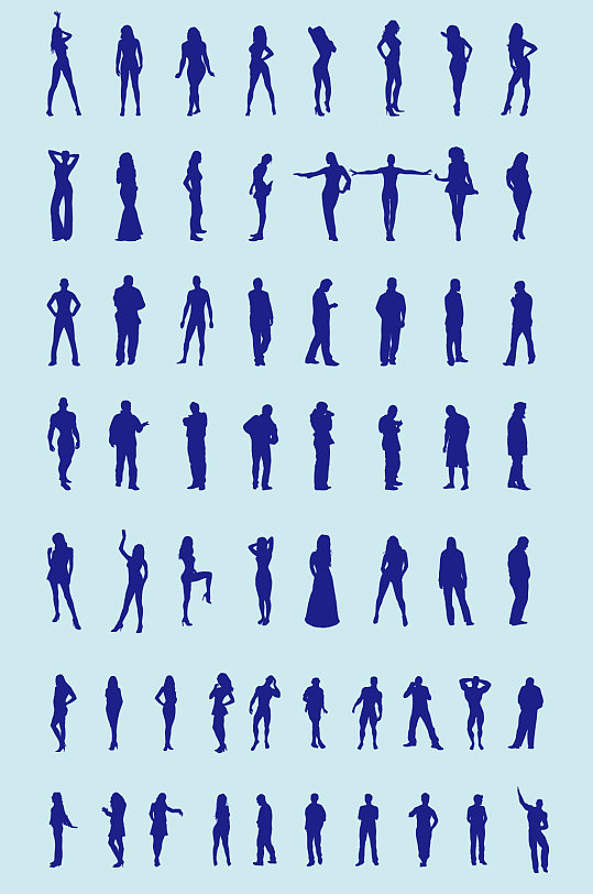 矢量各式人物剪影