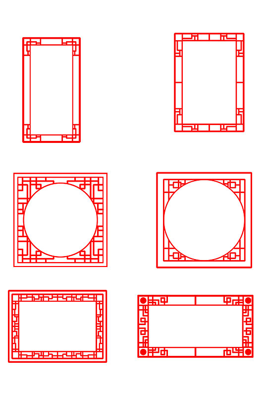 中式中国风方形花纹花边边框元素