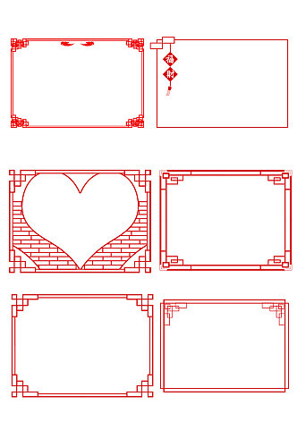 PS中国风红色边框元素