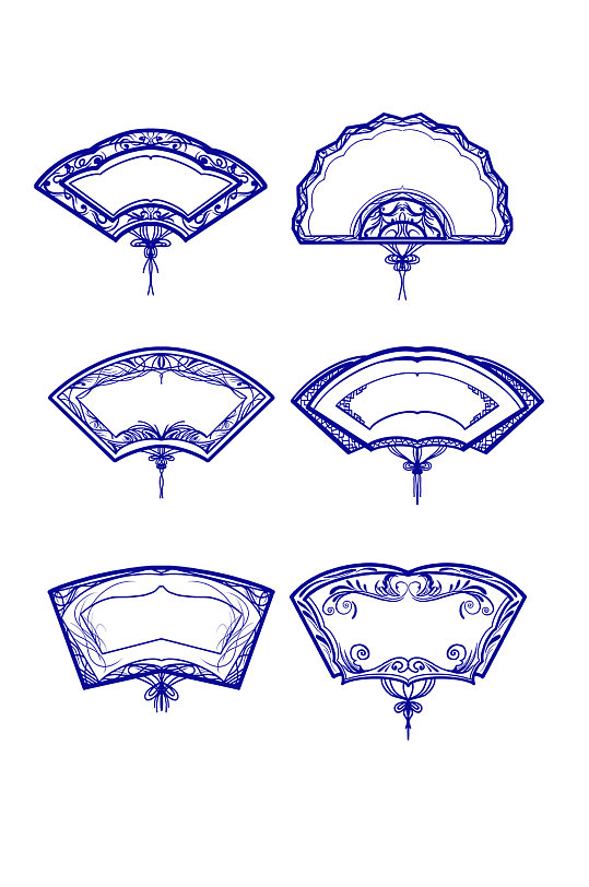 中式扇形花纹花边元素