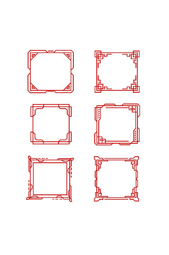 中式中国红古典花纹边框元素