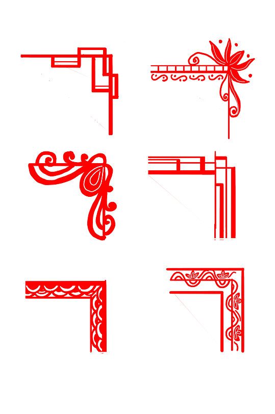 中式花纹对角花元素