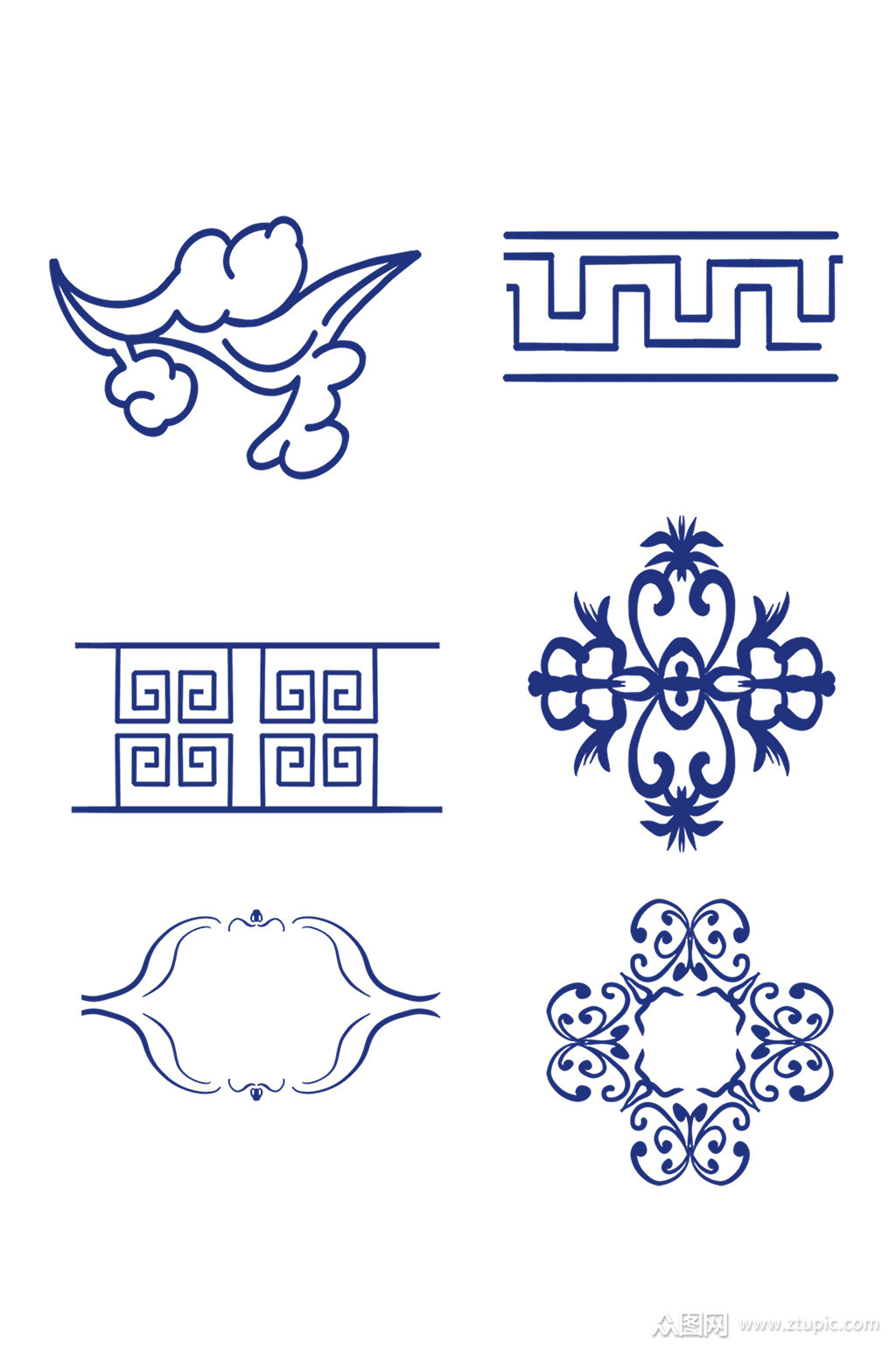 中国风花纹花边元素素材