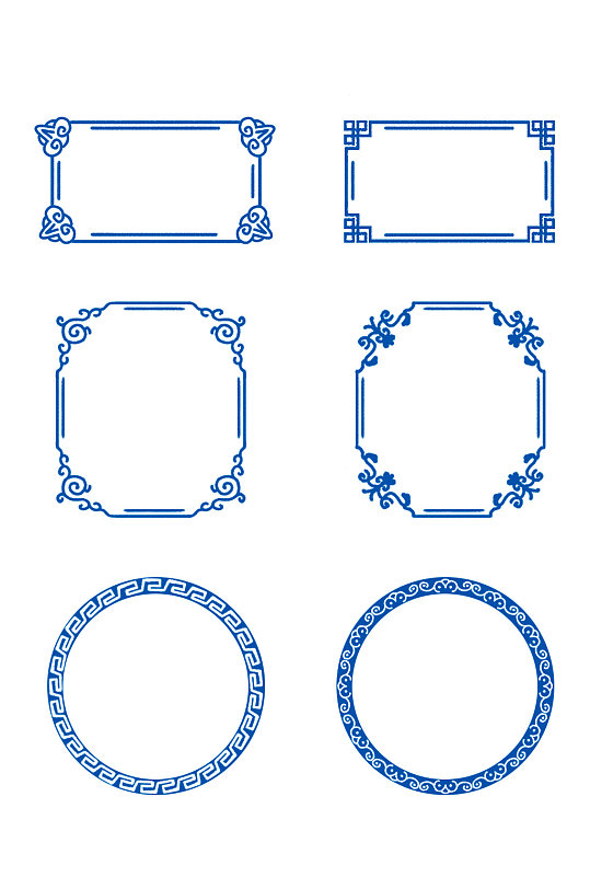 传统中式矢量古典中国风条纹边框花纹元素素材下载-众图网