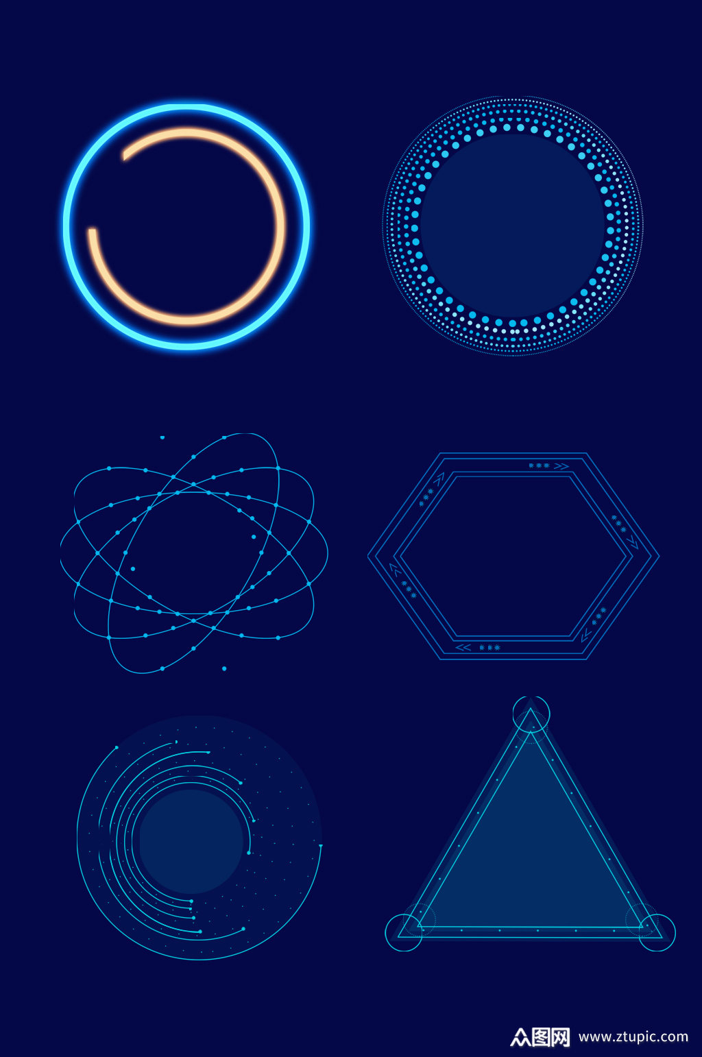 科技边框蓝色几何边框方框对话框元素素材