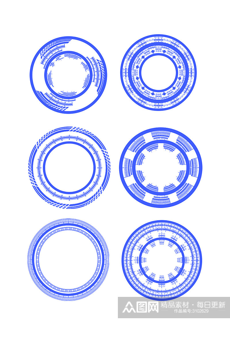 蓝色科技花纹边框元素素材