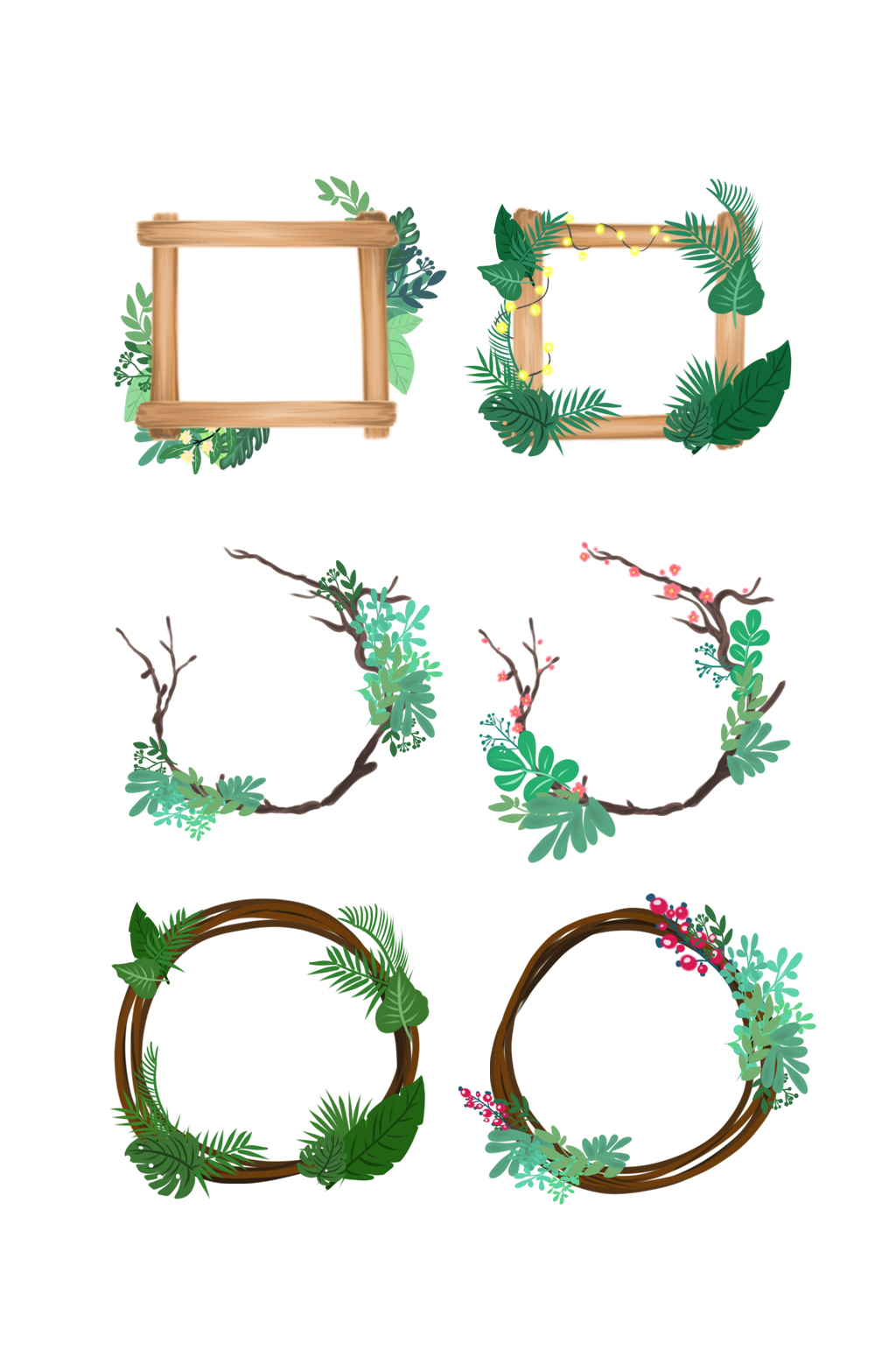 花草植物花环元素素材