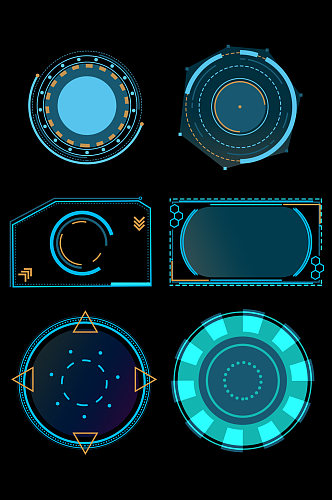 未来感科技边框几何边框圆框方框对话框元素