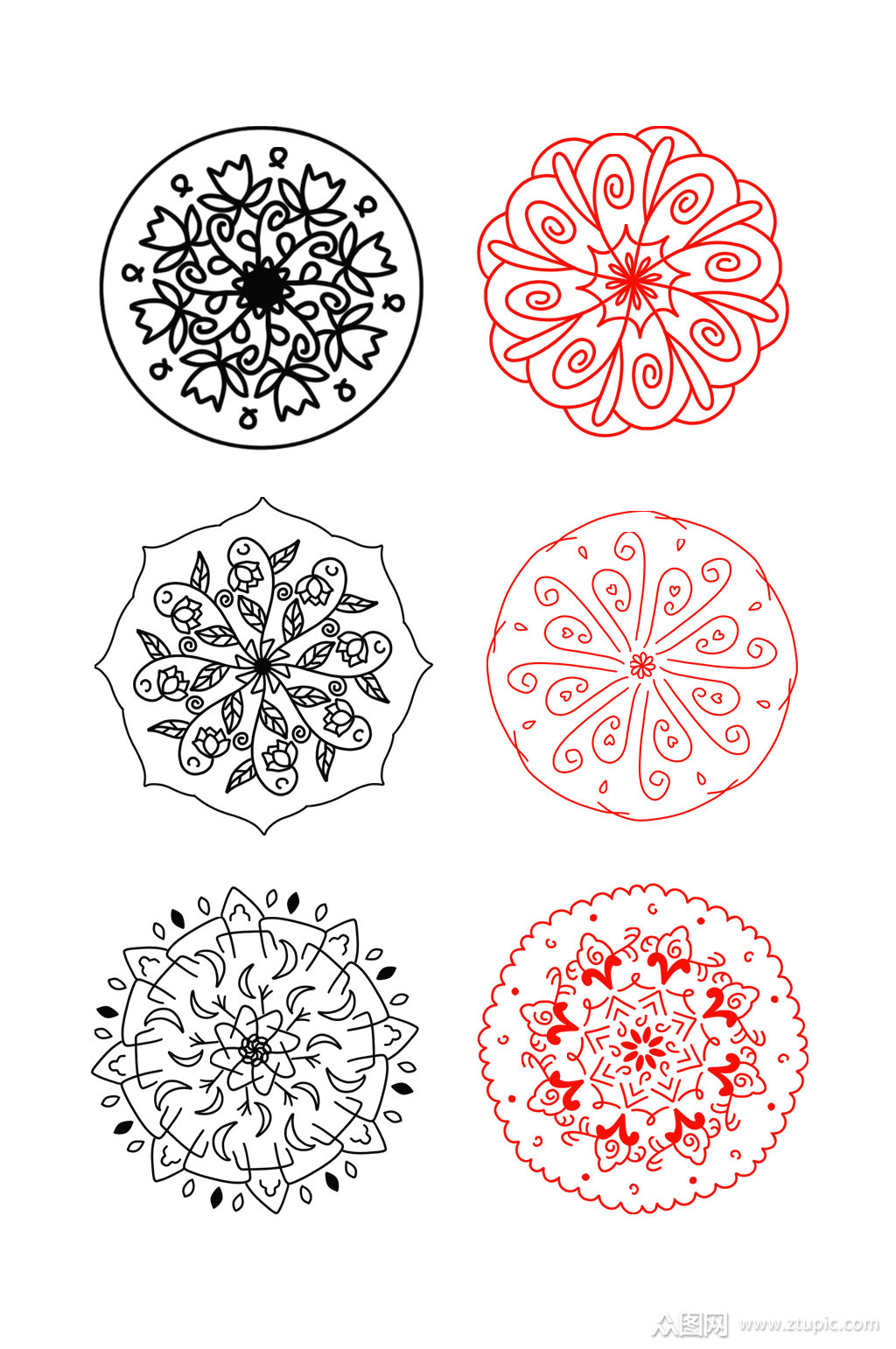 圆形装饰花边花纹元素