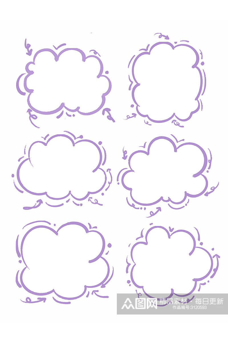卡通涂鸦气泡对话框爆炸云云朵装饰框元素素材