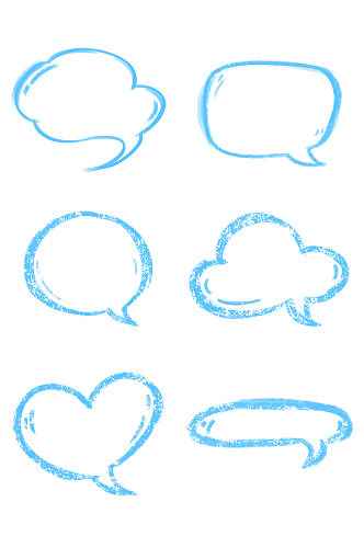 蓝色气泡手绘卡通对话框元素