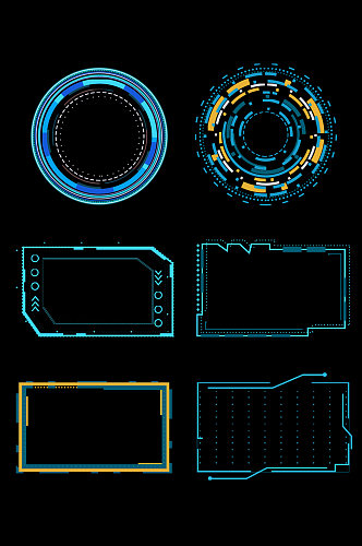 蓝色科技边框几何边框圆框方框对话框元素
