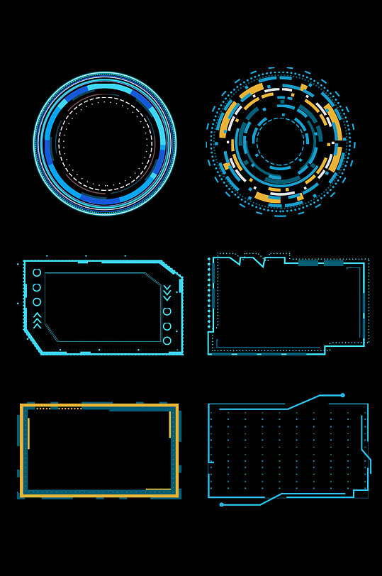 蓝色科技边框几何边框圆框方框对话框元素
