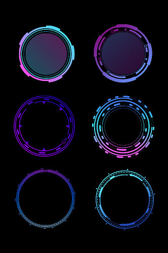圆形渐变未来科技边框边框圆框对话框元素