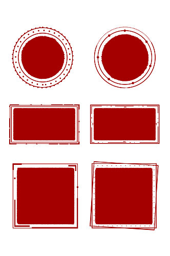 简约线条中国风红色边框方框圆框对话框元素