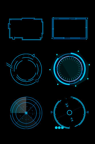 科技边框蓝色几何边框方框对话框元素