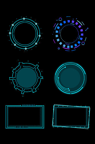 科技边框蓝色几何边框圆框方框对话框元素