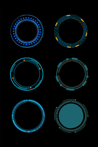 科技边框未来感圆框方框对话框元素