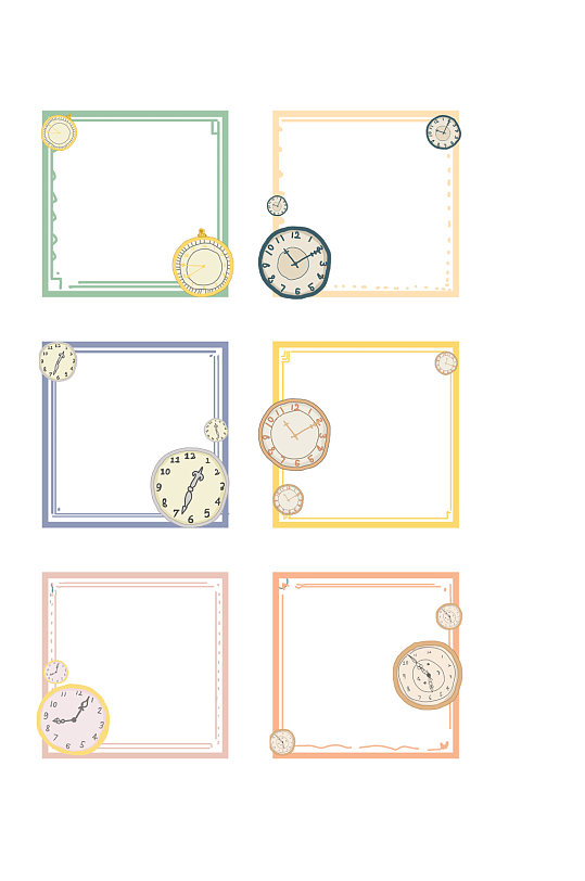 简约手绘时钟边框元素