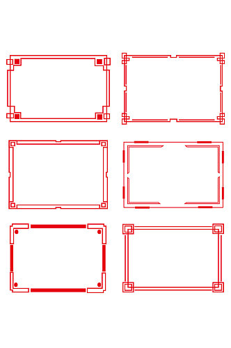 中国风边框古典创意红色边框元素